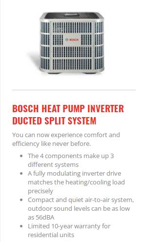 Bosch Heat Pump Inverter Ducted Split System